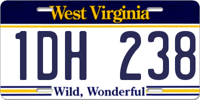 WV license plate 1DH238