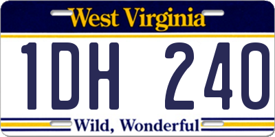 WV license plate 1DH240