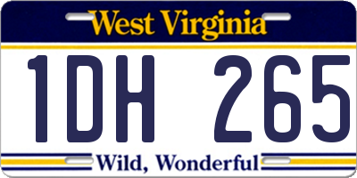 WV license plate 1DH265
