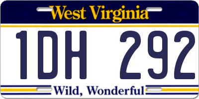 WV license plate 1DH292