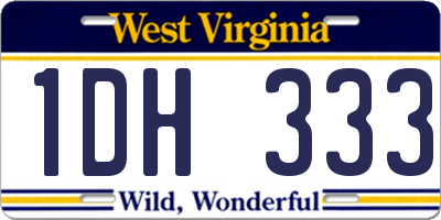 WV license plate 1DH333