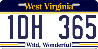 WV license plate 1DH365