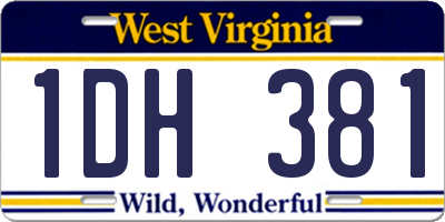 WV license plate 1DH381
