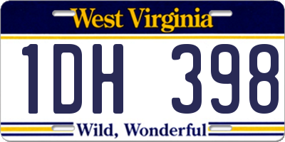 WV license plate 1DH398