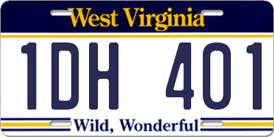 WV license plate 1DH401