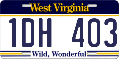 WV license plate 1DH403