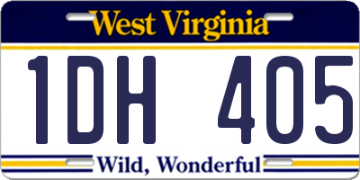WV license plate 1DH405