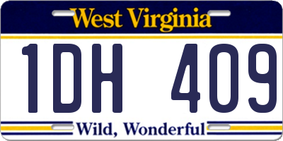 WV license plate 1DH409