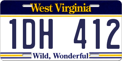 WV license plate 1DH412