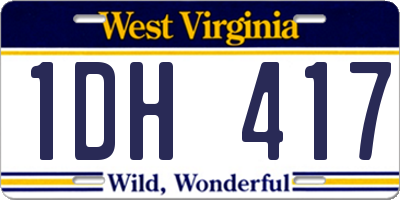 WV license plate 1DH417