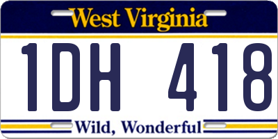 WV license plate 1DH418