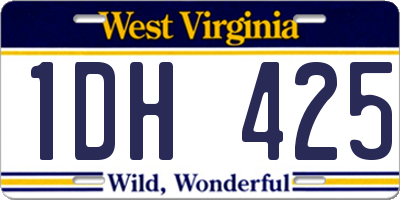 WV license plate 1DH425
