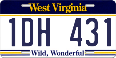 WV license plate 1DH431