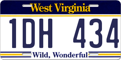 WV license plate 1DH434
