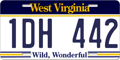 WV license plate 1DH442