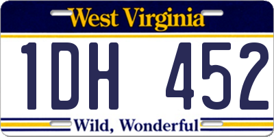 WV license plate 1DH452