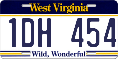 WV license plate 1DH454