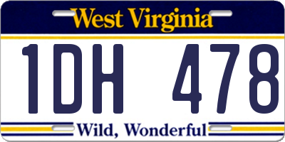 WV license plate 1DH478