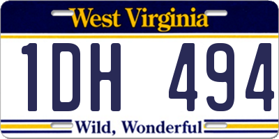 WV license plate 1DH494