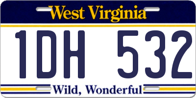 WV license plate 1DH532