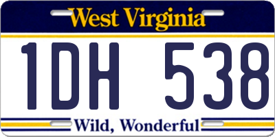 WV license plate 1DH538