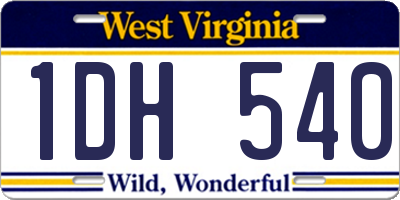 WV license plate 1DH540