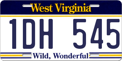 WV license plate 1DH545