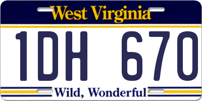WV license plate 1DH670