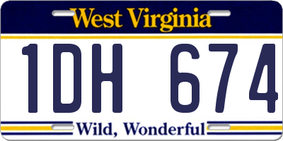 WV license plate 1DH674