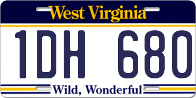 WV license plate 1DH680