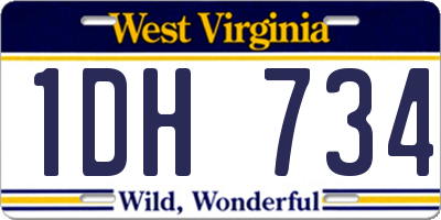 WV license plate 1DH734