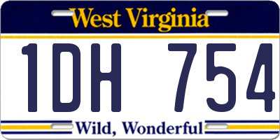 WV license plate 1DH754