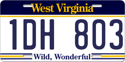WV license plate 1DH803