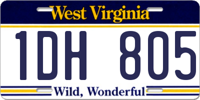 WV license plate 1DH805