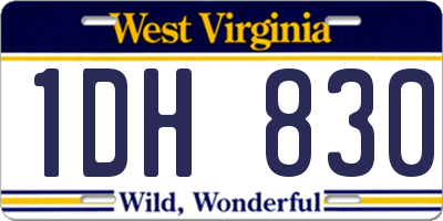 WV license plate 1DH830