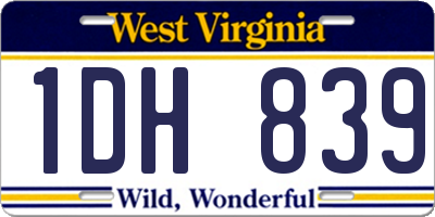 WV license plate 1DH839