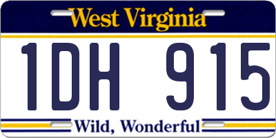 WV license plate 1DH915