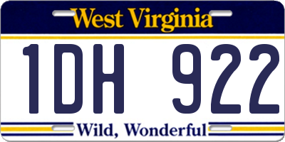WV license plate 1DH922