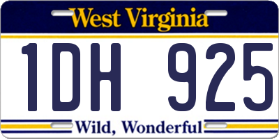 WV license plate 1DH925