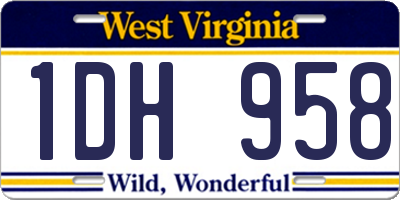 WV license plate 1DH958