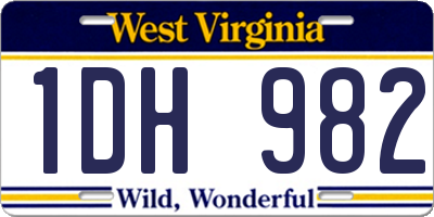 WV license plate 1DH982