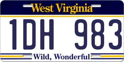 WV license plate 1DH983