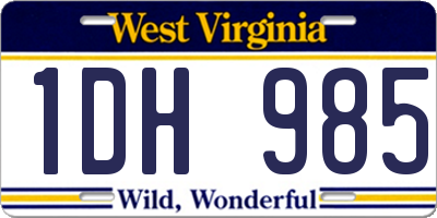 WV license plate 1DH985