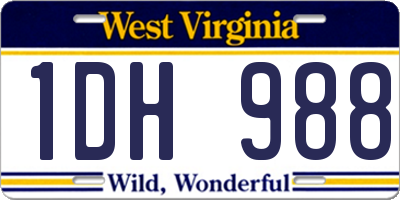 WV license plate 1DH988