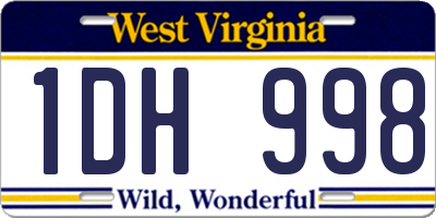 WV license plate 1DH998