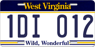 WV license plate 1DI012