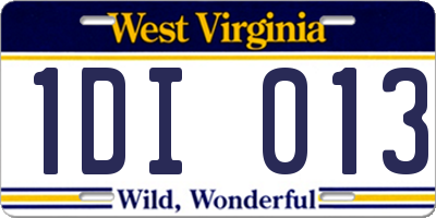 WV license plate 1DI013