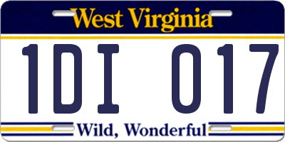 WV license plate 1DI017