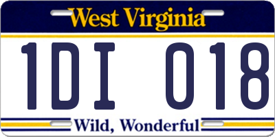 WV license plate 1DI018