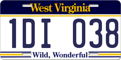 WV license plate 1DI038